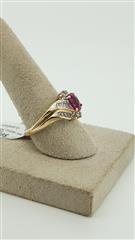 Synthetic Ruby Lady's Stone & Diamond Ring 18 Diamonds .60 Carat T.W.